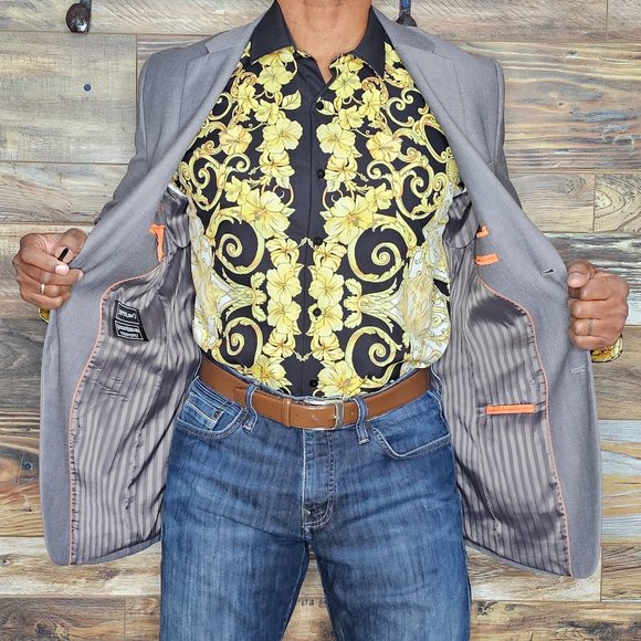 Giorgio Ferraro Super 120's Gray Double Vented Blazer Sport Jacket Size 40R - Picture 6 of 12